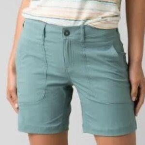 Prana Revenna Teal Dusty Blue Shorts 7" Rip Stop Stretch Pockets Cargo Hiking 8
